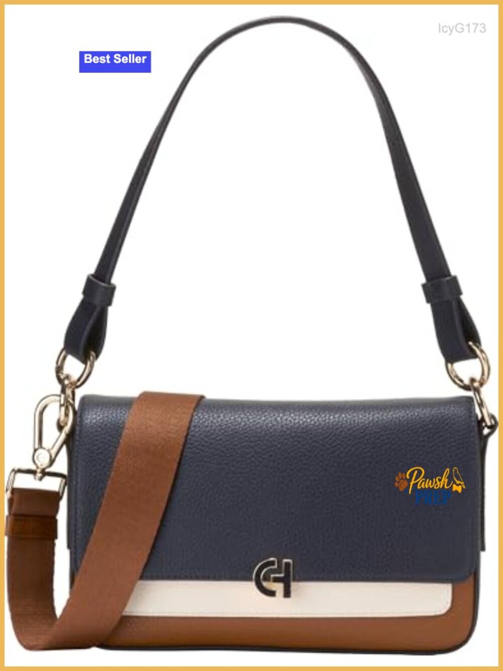 Luxe Pebble Leather Mini Shoulder Bag Fits Mini iPad, Magnetic Snap
